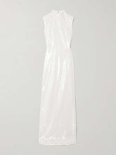 Elegant Sequined Turtleneck Sleeveless Maxi Dress